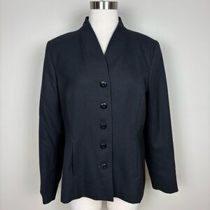Pendleton Vintage Virgin Wool Black Blazer Jacket Size 14 Minimalist Capsule